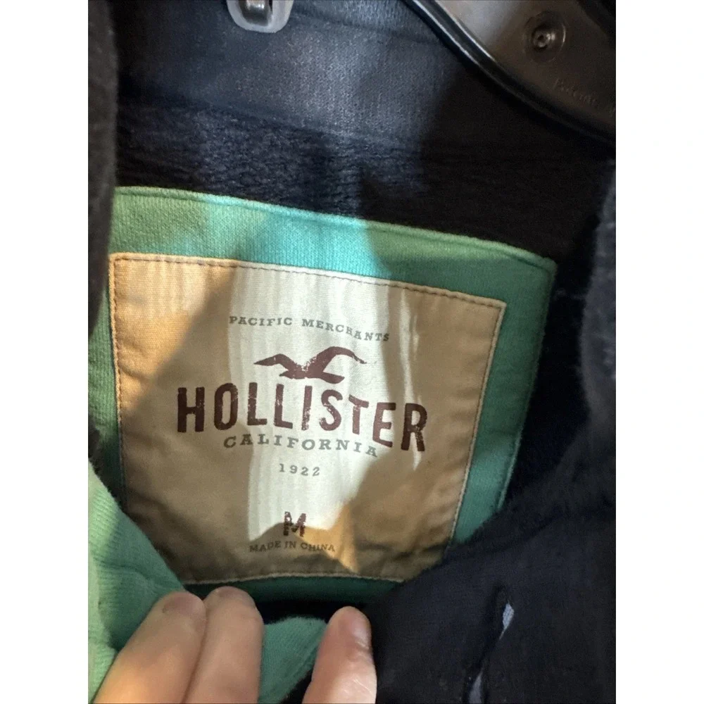 Vintage HOLLISTER Quarter Button Sweatshirt Thick Pull Over Men's Medium Y2K‎